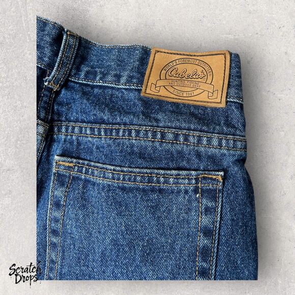 Cabelas Brush Jeans Youth Size 14 Blue Denim Double Front Bird Hunting Workwear - Picture 2 of 4